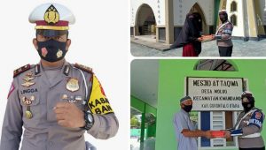 Satuan Lalu Lintas Polres Gorut Serahkan Bantuan Al Qur’an Ke Beberapa Masjid Di Kecamatan Kwandang