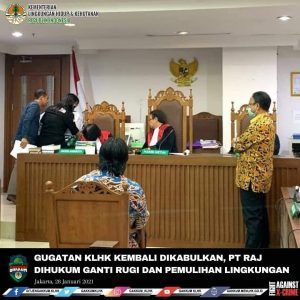 Gugatan KLHK Dikabulkan, PT RAJ Dihukum Ganti Rugi dan Pemulihan Lingkungan Milyaran Rupiah