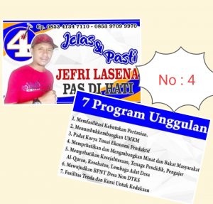 Gerak politik Jefri Lasena calon kepala Desa Pilolalenga No 4 Optimis dengan 7 Program Unggulan