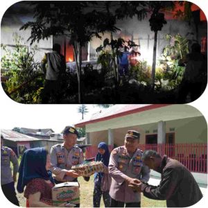 Kepedulian Polres Gorontalo, Sambangi dan Bantu Korban Kebakaran di Telaga Biru
