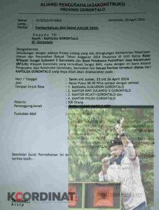 Kunjungan Jokowi Ke Gorontalo Akan Disambut Demo Oleh Aliansi Jasa Konstruksi ,Ini Tuntutannya