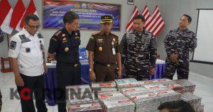 Sinergi Bea Cukai, TNI AL, dan Kejaksaan Kabgor Gagalkan Penyelundupan Rokok Ilegal di Bongomeme