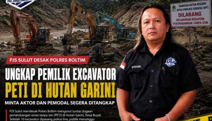 PJS Sulut Desak Polres Boltim Ungkap Pemilik 10 Excavator di Lokasi PETI Hutan Garini