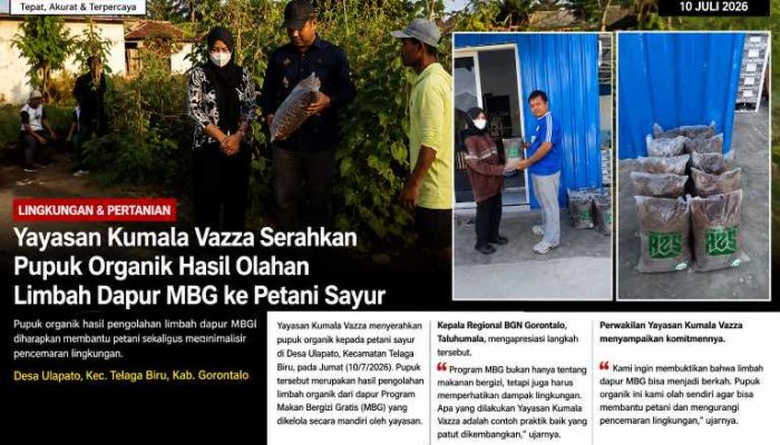 Yayasan Kumala Vazza Serahkan Pupuk Organik Hasil Olahan Limbah Dapur MBG kepada Petani Sayur