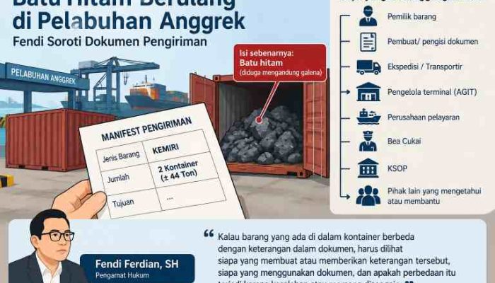 Fendi Ferdian SH : Semua Pihak Yang Terlibat Dalam Kasus Penyeludupan Batu Hitam Ilegal di Pelabuhan Anggrek Harus Diungkap